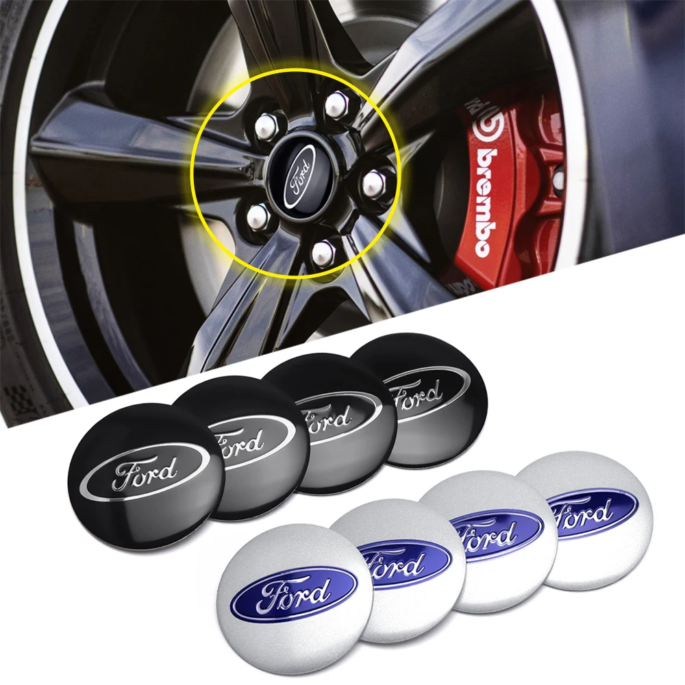 wheel center caps 4pcs 56mm Auto Aluminium Alloy Stickers Car Wheel Hub Center Cap Decal Decoration For Ford Focus MK2 MK3 Mondeo Escape Kuga