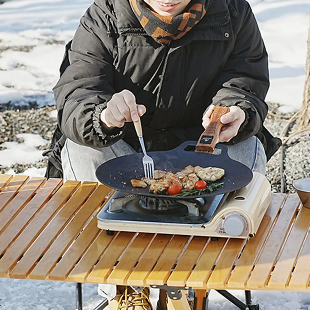 Sapele Anti-Scalding Solid Wood Handle Adjustable Heat Resistant Insulated Grip Portable Grill Plate Handle Outdoor Camping Tool