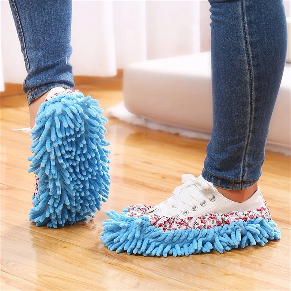 1~5PCS Chenille Dust Mop Slippers Home Floor Cleaning Lazy Mopping Shoes Water Uptake Foot Socks Mop Caps MultiFunction Cleaning 3
