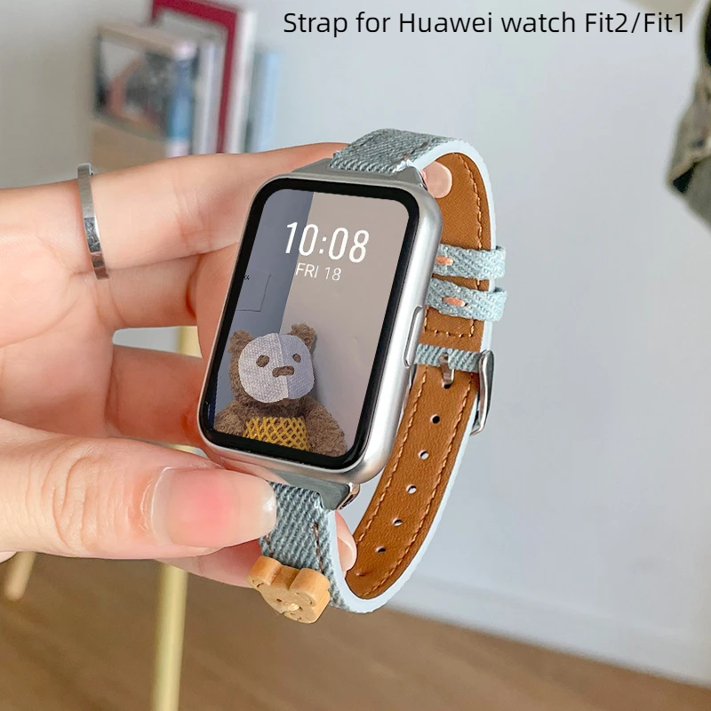 

Ремешок джинсовый для Huawei Watch Fit 2, спортивный сменный Браслет для наручных часов HUAWEI watch Fit1, для мужчин и женщин