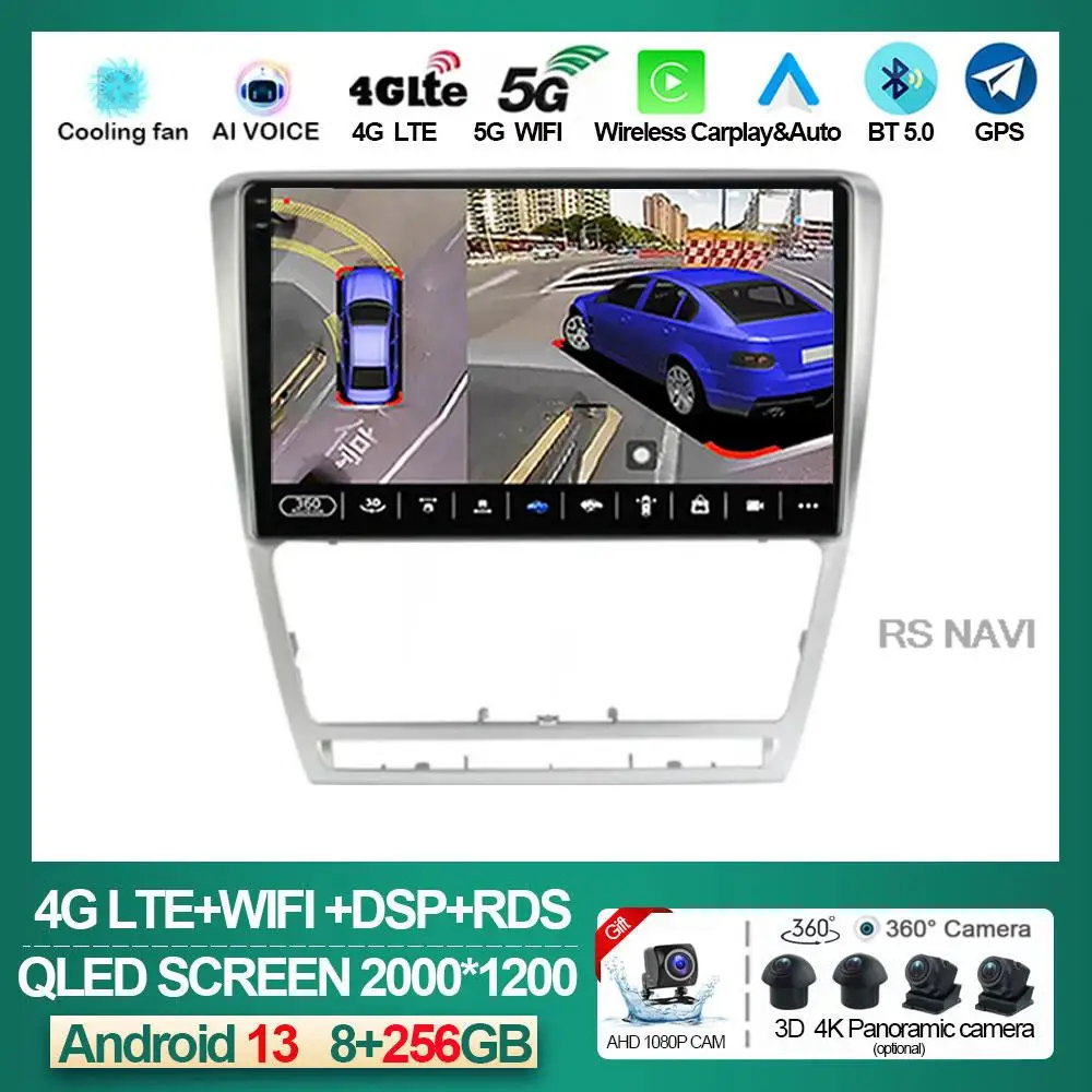

10.1" 2din Android 13 Car RadioCarplay Autoradio WIFI Multimidia Video Player Navigation GPS For SKODA Octavia 2 A5 2007 - 2014