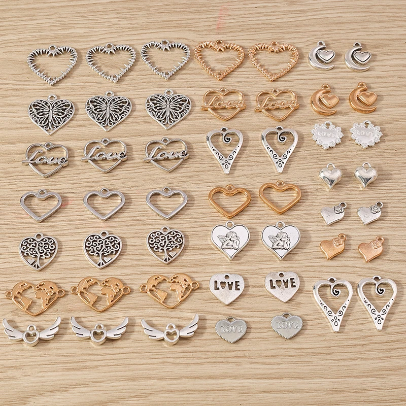 20 stücke 14x16mm niedlichen Gold Silber Farbe Legierung Liebe Herz Charms Anhänger für Schmuck Herstellung Ohrringe Halsketten Armbänder DIY Geschenke