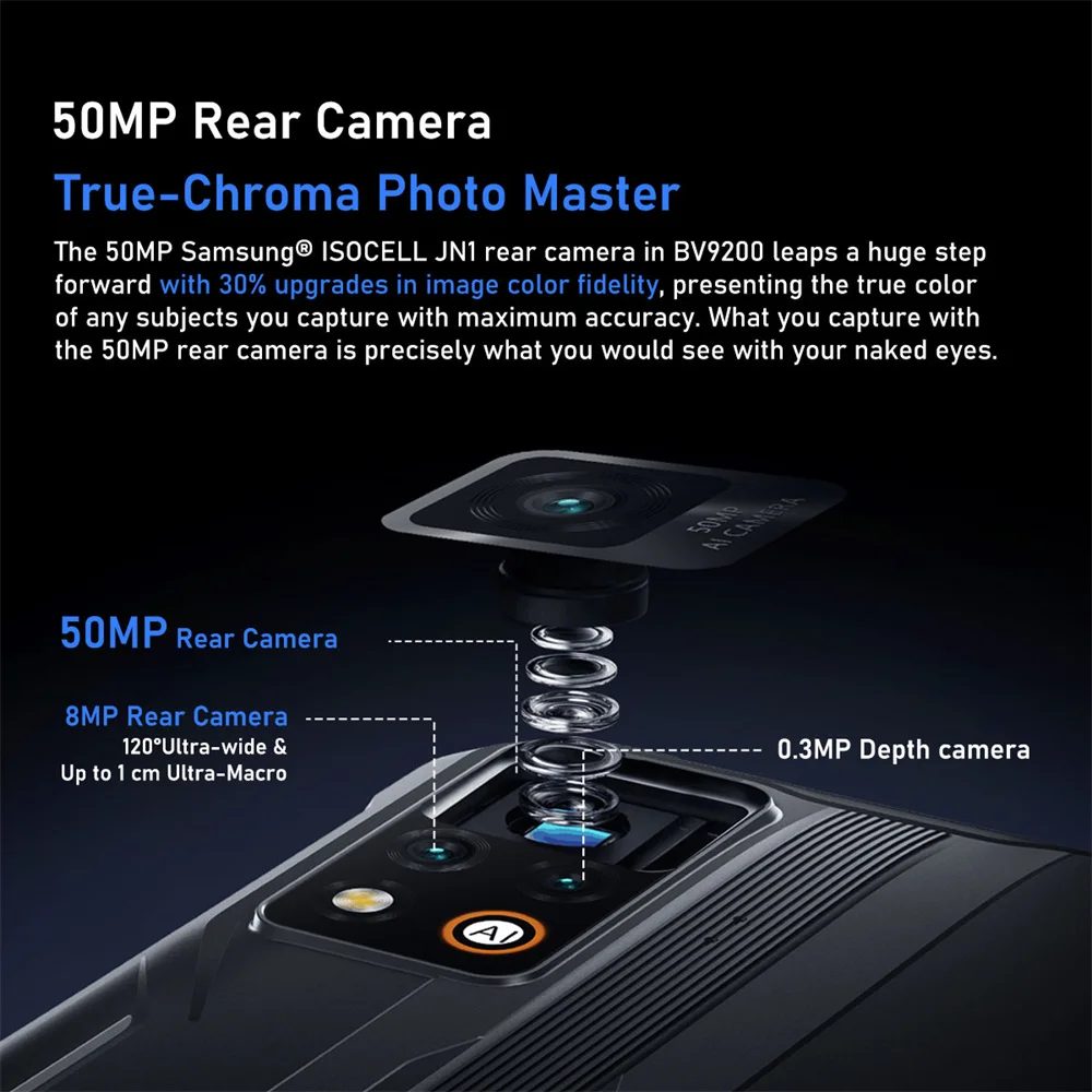 Blackview BV9200 Waterproof Rugged Smartphones Helio G96 8GB+256GB 6.6Inch Android 12 Wireless Charging 50MP Mobile Phone NFC