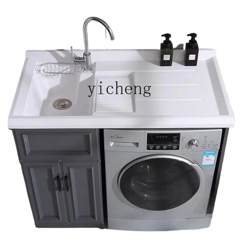 

ZF Alumimum Wash Wardrobe Laundry Tub with Washboard Roller Bathroom Cabinet Combination