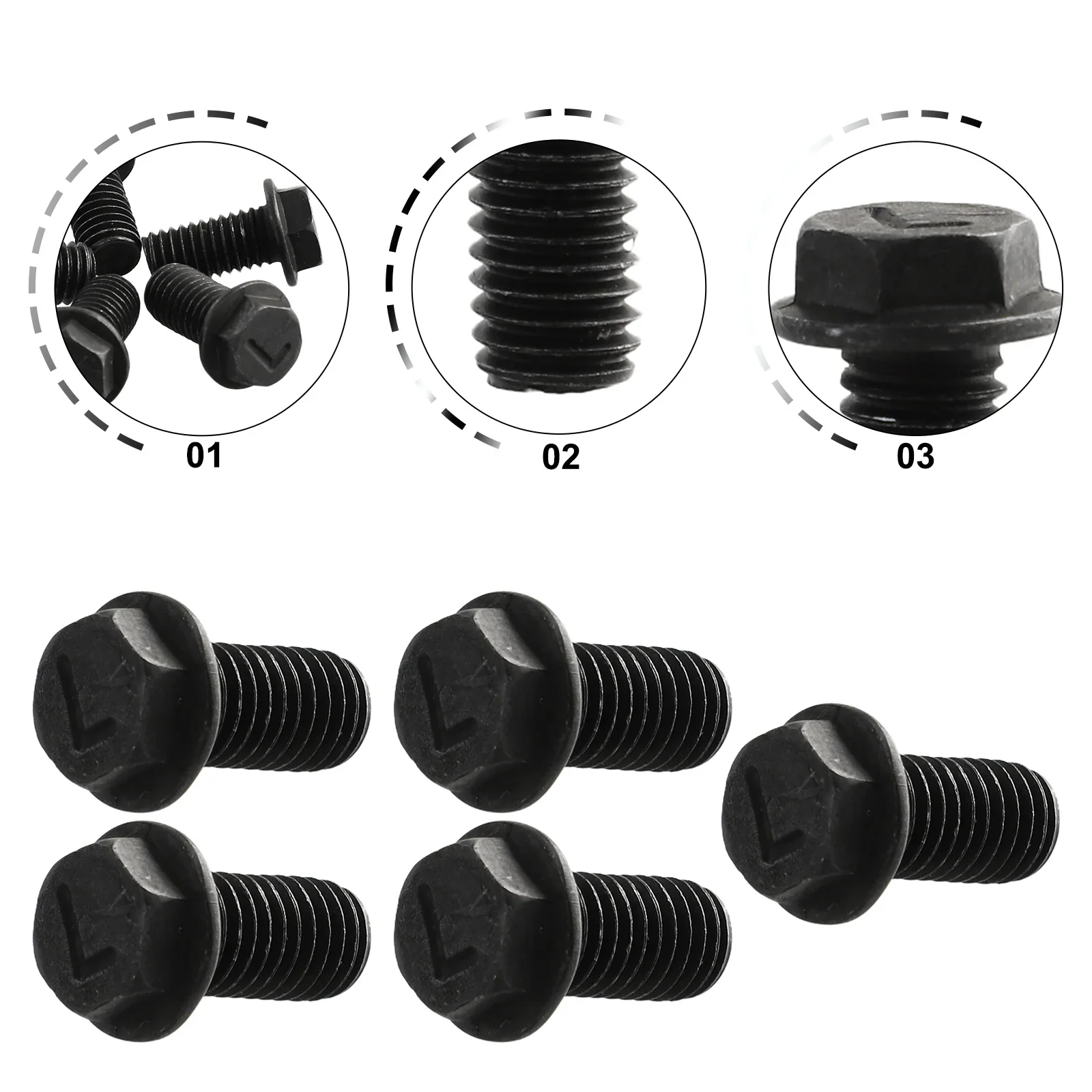 Long lasting and Easy to Use Set of 5 M8 x 18mm Left Hand Thread Hex Flange Saw Blade Screws for Cutting Machine