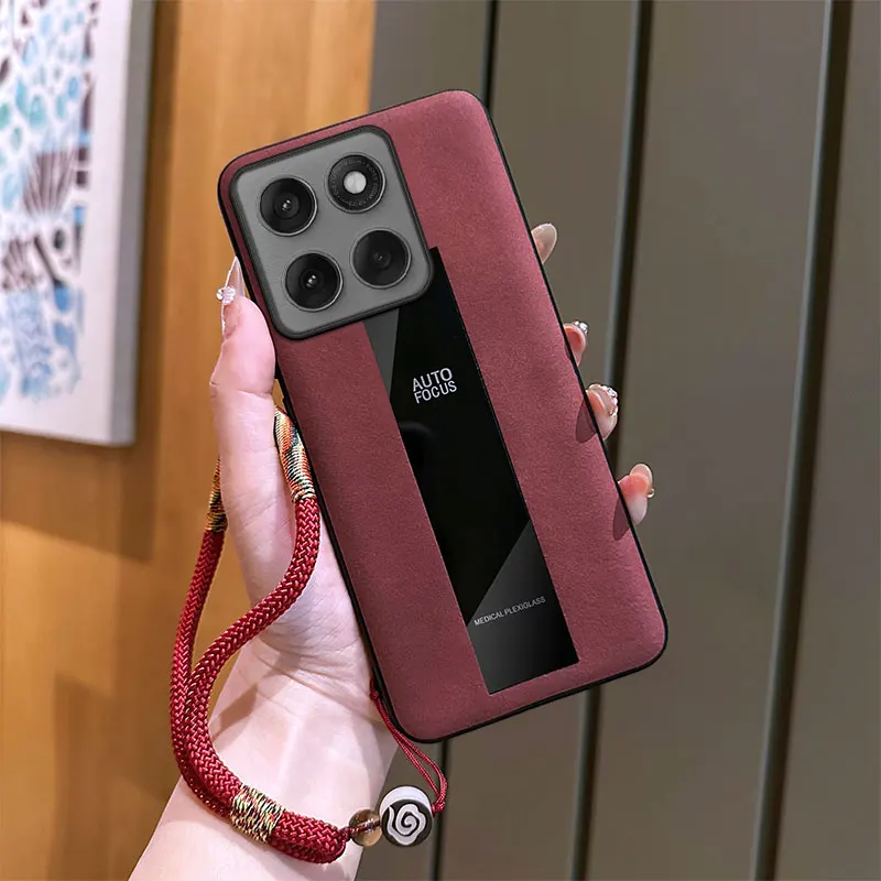 Luxury Sheepskin Leather Matte Soft Case with Lanyard Cover