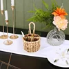 Rattan Wicker Storage Basket Hand Woven Flatware Organizer Round Storage Box Water Hyacinth Storage Basket Cutlery Holder 2