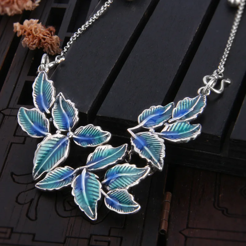 Meibapj Retro S925 Sterling Silver Multiply Leaves Pendant Style Fine