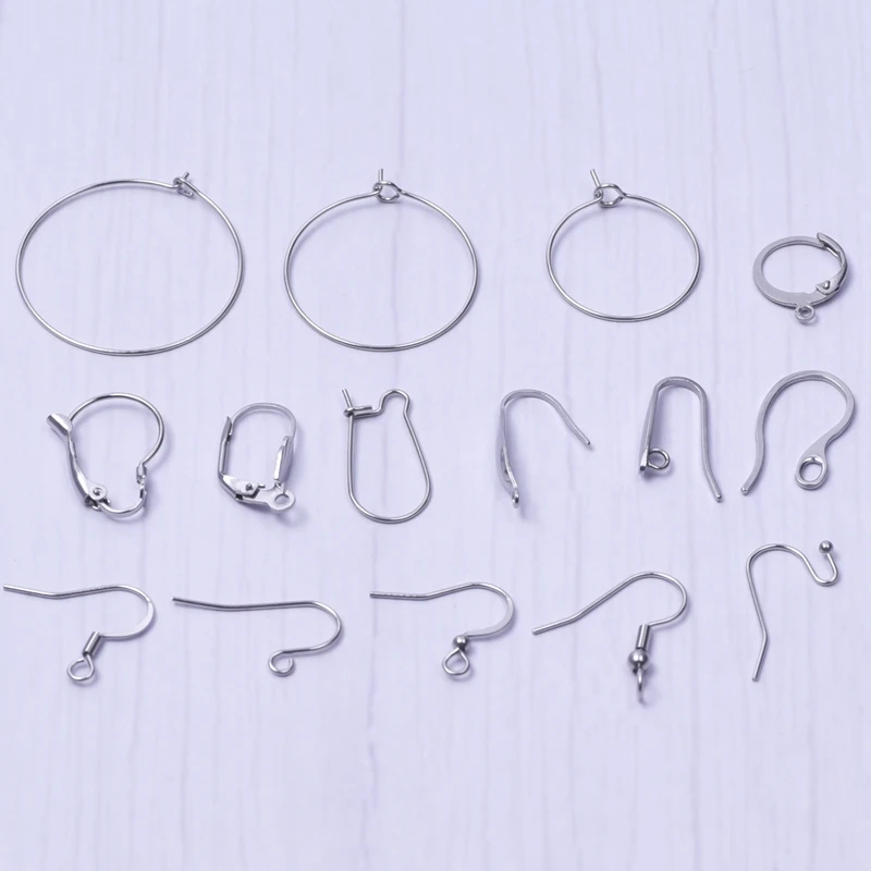 100pcs/lot Stainless Steel Charms Earring Wires With Ear Hook Earrings Clasp Findings DIY Supplies For Jewelry Making Bulk 4