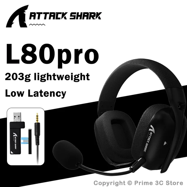 ATTACK SHARK L80PRO Low Latency Wireless Gaming Headset Tri-Mode Bluetooth Ultra-Light 40mm Drivers Headphone for PC PS5 Switch