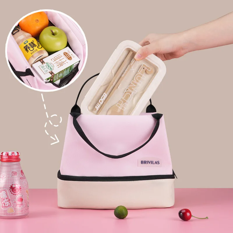 Portable Insulated Bag Outdoor Picnic Double-Layer Lunch Bag Aluminum Foil Waterproof Color
