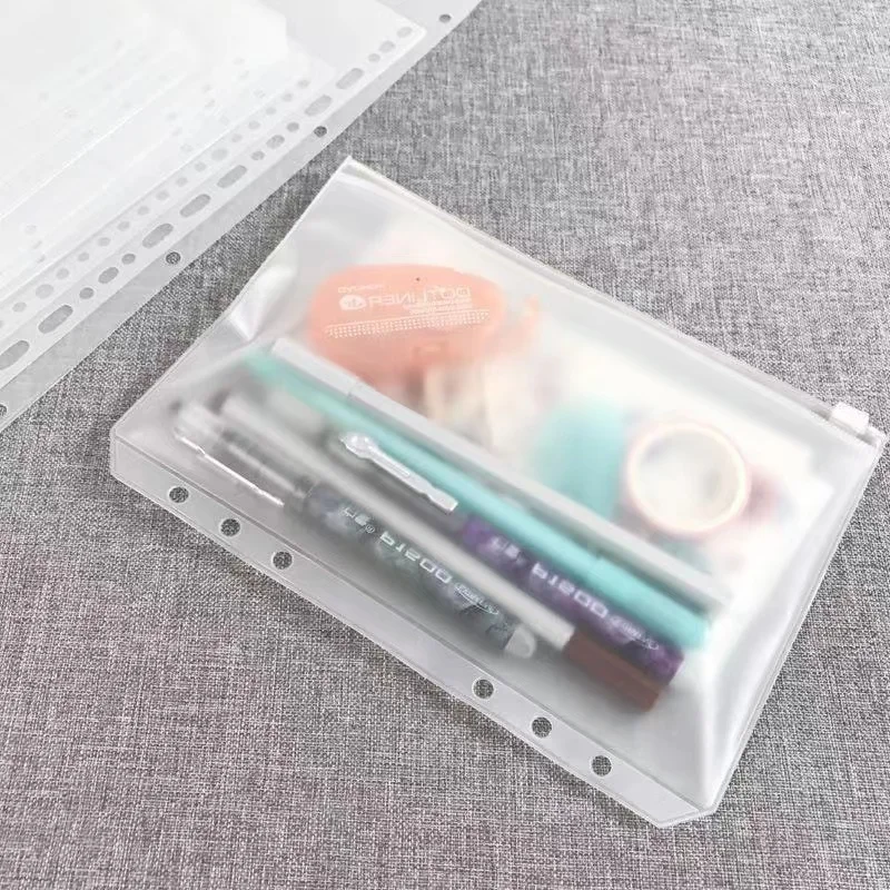 노트북 바인더용 지퍼 폴더, 방수 PVC 잎 파우치, 서류 정리 가방, 6 링 바인더 포켓, A6 바인더, 6 개, 12 개