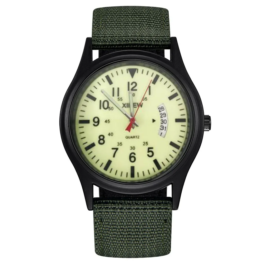 

Fashion Round Dial Watch Nylon Strap Band Men Boy Military Army Date Quartz Wrist Watch For Gift Reloj Hombre Relogios Masculino