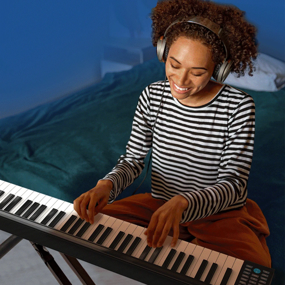88 Keys Folding Piano Keyboard Portable Electric Keyboard with BT MIDI Digital Piano for Beginners Adults Kids PJ88C