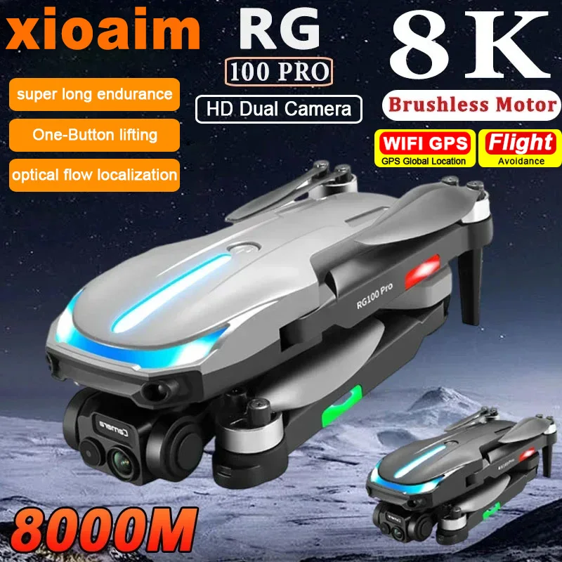 Для дрона Xiaomi RG100 Pro, 8K, двойная камера, HD бесщеточный двигатель, Интеллектуальный обход препятствий, Аэрофотосъемка, радиоуправляемый самолет, игрушки
