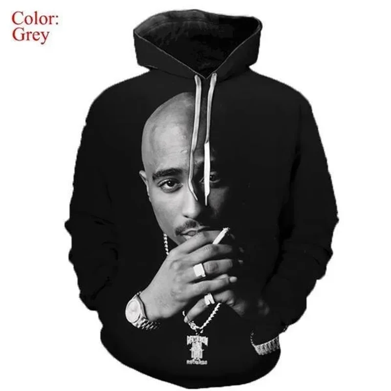 thumbnail image 5 of Sudadera con capucha para hombre con estampado 3D de rapero y cantante de rock Tupac, ropa de moda de hip hop callejero, deportes al aire libre, ciclismo todoterreno, sudadera para hombre, 5 of 5