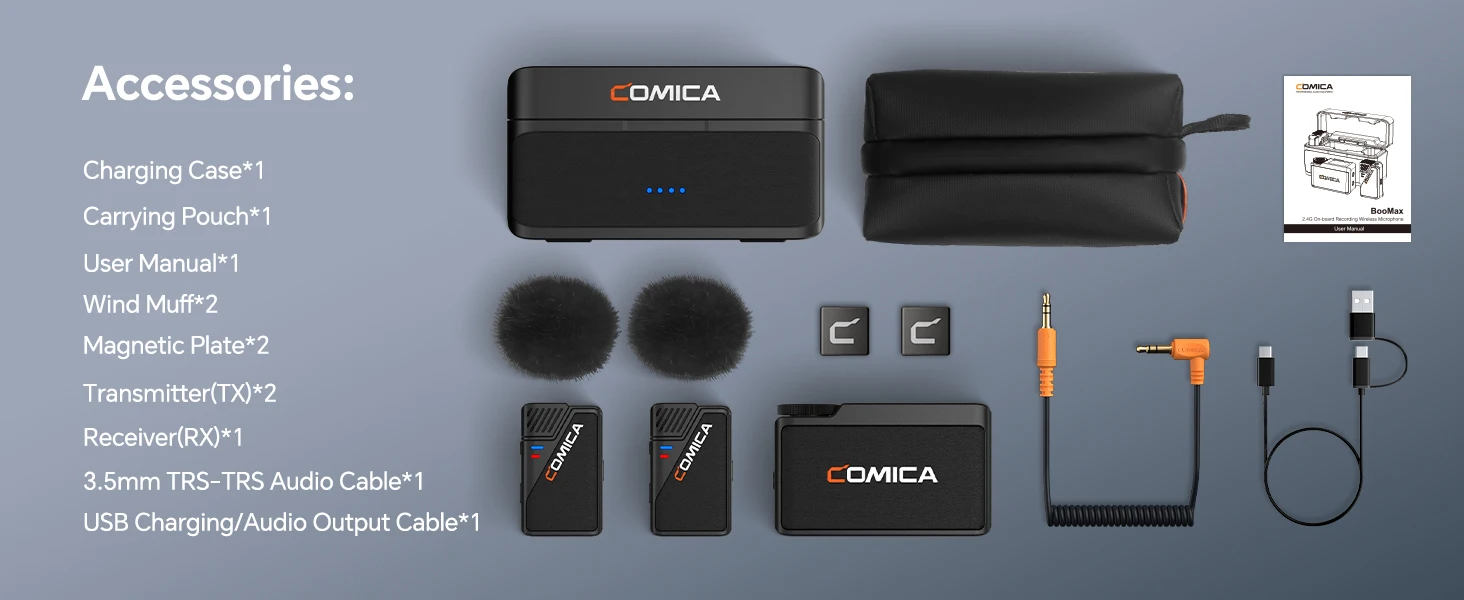 BooMax Dual-channel Wireless Lavalier Microphone AI Denoise 32-bit Float Interna