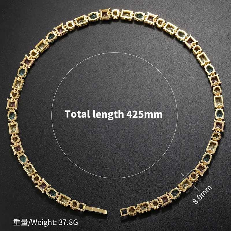 ZHUKOU luxury necklace for women Candy crystal chokers 425mm vintage Man necklace Jewelry Christmas gifts wholesale VL232 3