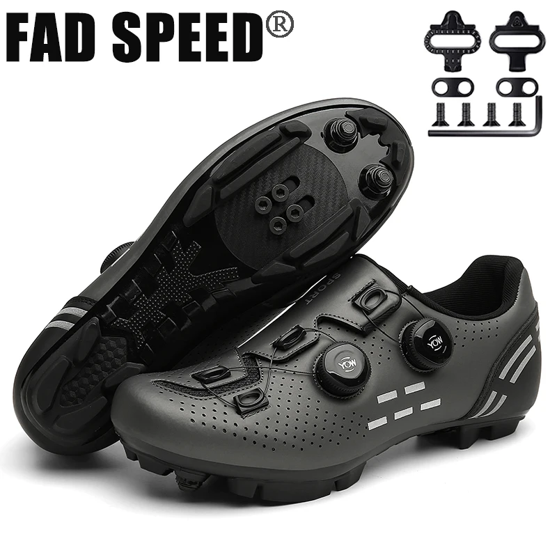 New Gray Cycling Mtb Flat Shoes Road Men Route Cleat Bike Sneaker Spd