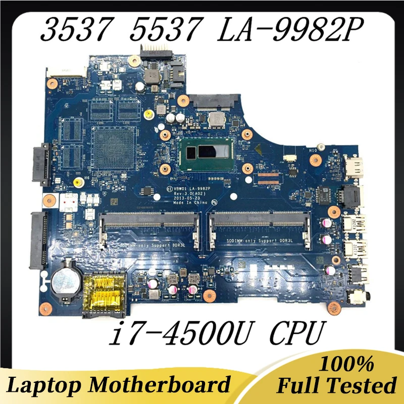 

VBW01 LA-9982P Free Shipping High Quality Mainboard For 3537 5537 Motherboard With i7-4500U CPU 2GB DDR3 100% Full Working Well