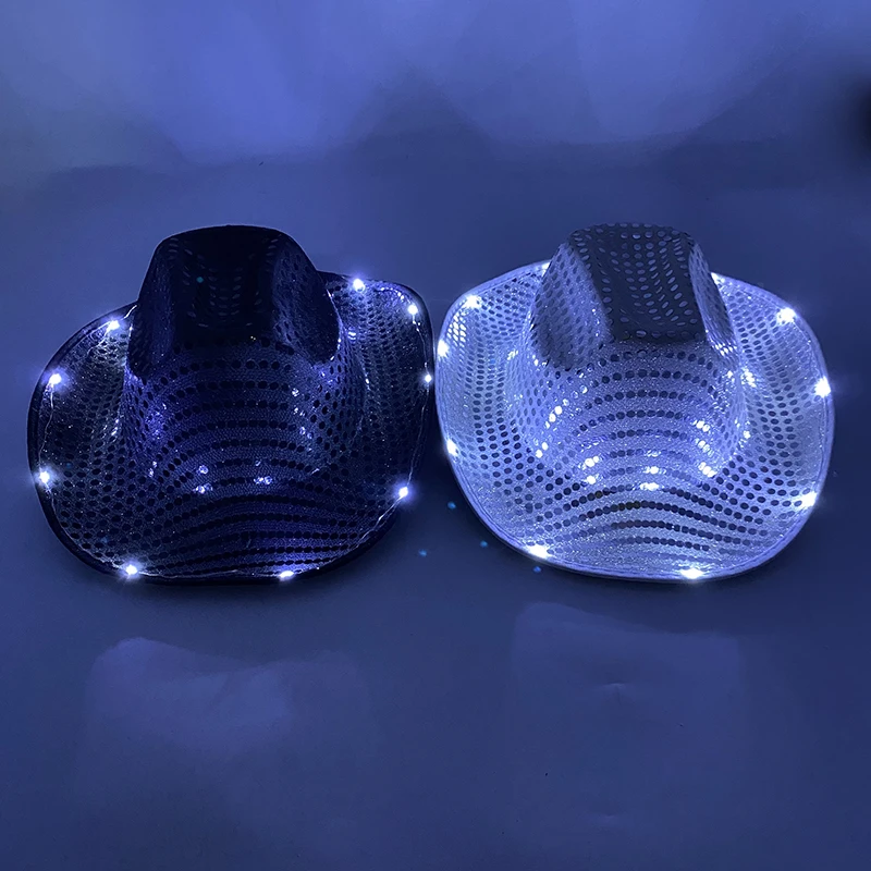 Party Hat Fashion Decor Cowboy Hat Dance Party Luminous LED Cowboy Cowgirl Hat Flashing For Carnival Party party hat carnival hat fluorescent hat neon hat
