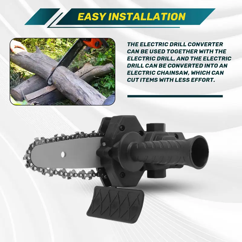 A20F-Electric Drill Converter Into Electric Saw With 4 Inch Chain Mini Handheld Chain Saw Conversion Bracket