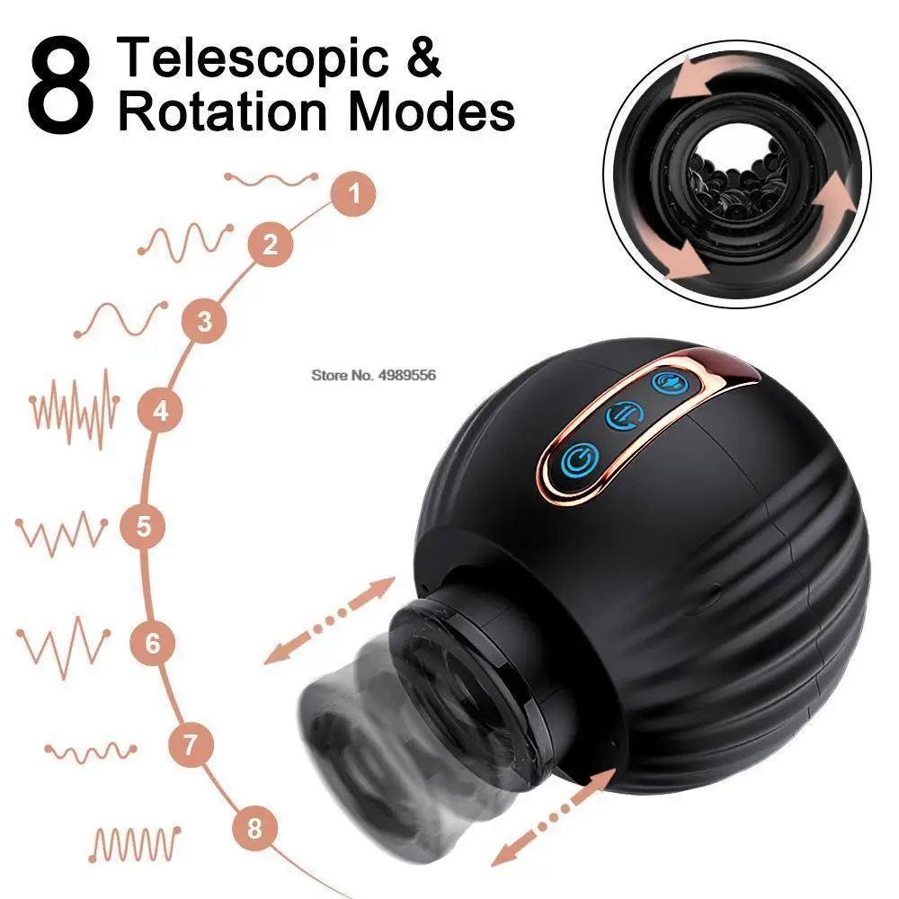 Masturbatore telescopico automatico rotante per adulti con spinta per uomini, simulazione Blowj_voghion.com