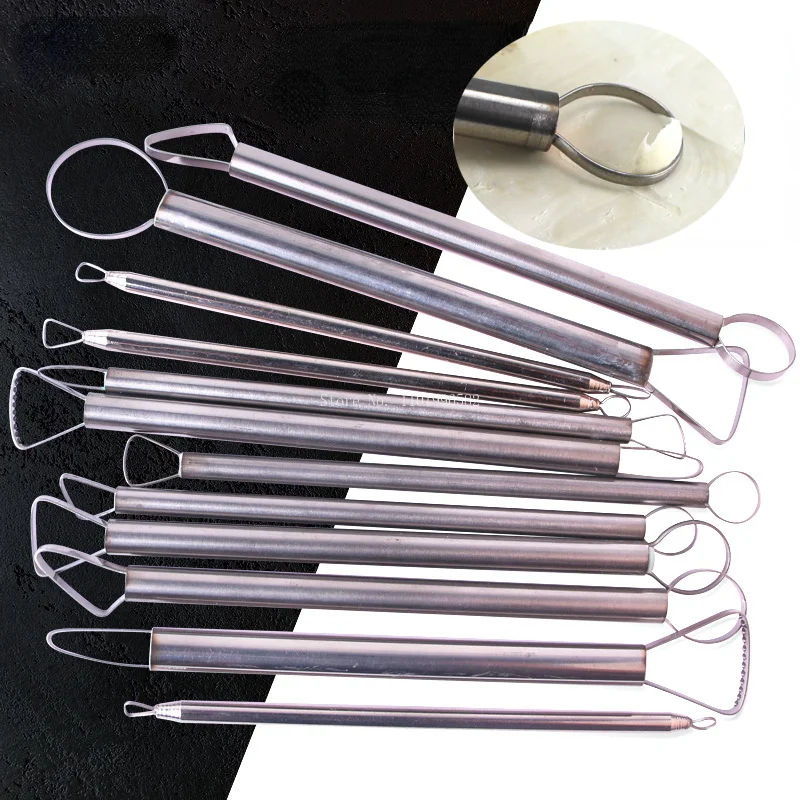 Pottery Sculpting Tools Clay Sculpting Tools Pottery Tools Clay Craft Tool Pottery Stainless Steel Clay Sculpture Scraper 12pcs DIY Ceramic Doll Model Repair Billet Pull Billet Sculpture Molding