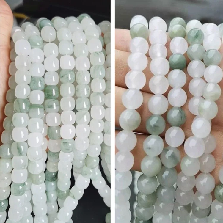 

Natural Loose Round Barrel Jade Beads Semi Finished Gemstone DIY Accessories Bracelet Necklace Jewelry Wholesale Drop Shipping