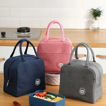 Sac à déjeuner isolé, sac à déjeuner en tissu Oxford, sac de boîte à déjeuner isolé avec doublure en aluminium étanche, fermeture éclair buccale pour les déplacements 1