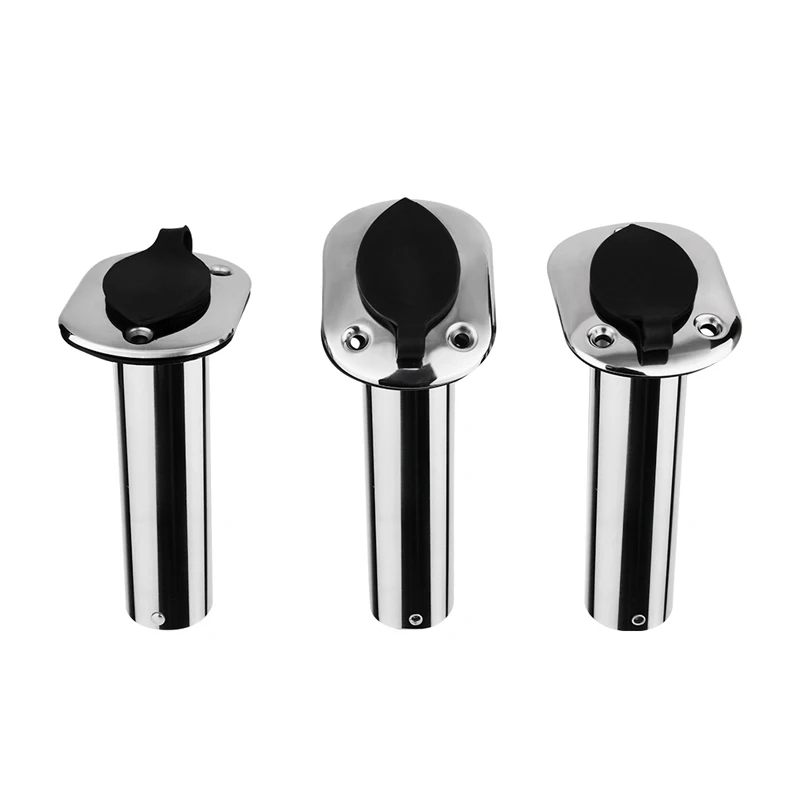 15/30/90 Degree Stainless Steel Flush Mount Fishing Rod Holders with PVC  Cap Inner Tube Gasket Mirror Polished Boat Accessories
