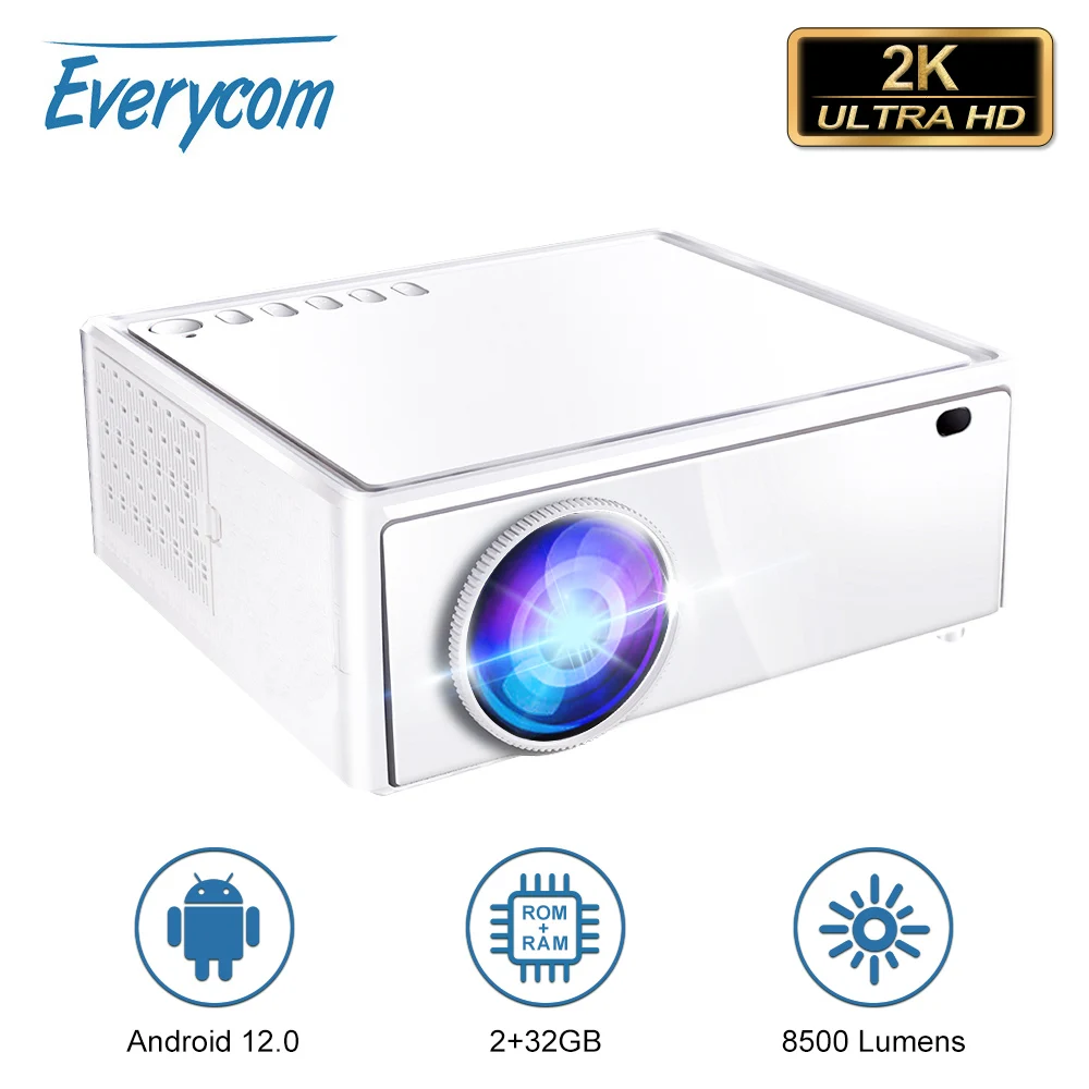 

Everycom E700 Pro Real 2k Projector 4K 8500 Lumens Smart tv Android 12 Home Theater Projectors with 2+32G 2.4/5G WIFI Home Cinem