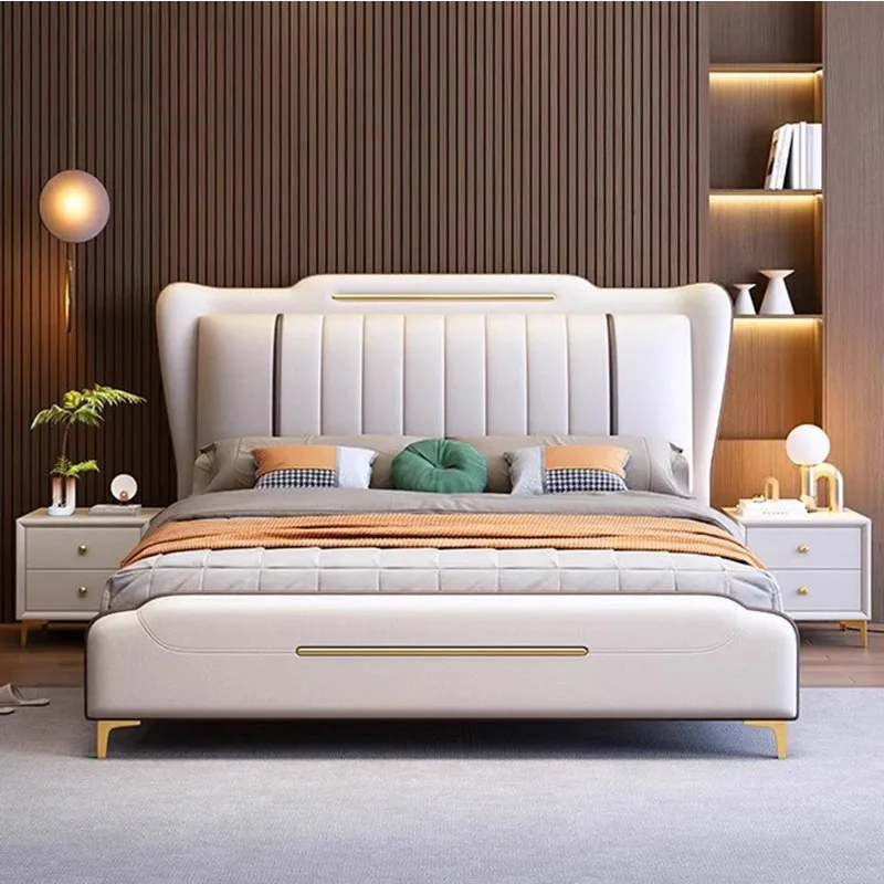 Single Hotel Beds Double Bedroom Queen Wooden Frame Beauty Floor Upholstered Modern Literas Multifuncional Living Room Furniture