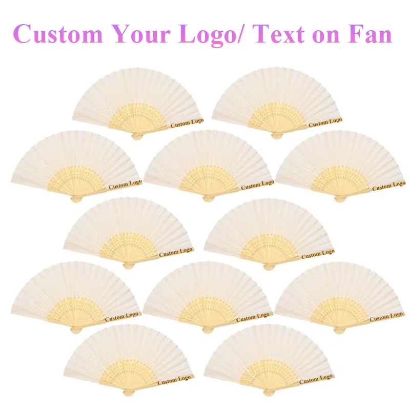 24 Pack Hand Held Fans White Paper Fan Bamboo Folding Fans Handheld Folded  Fan For Church Wedding G