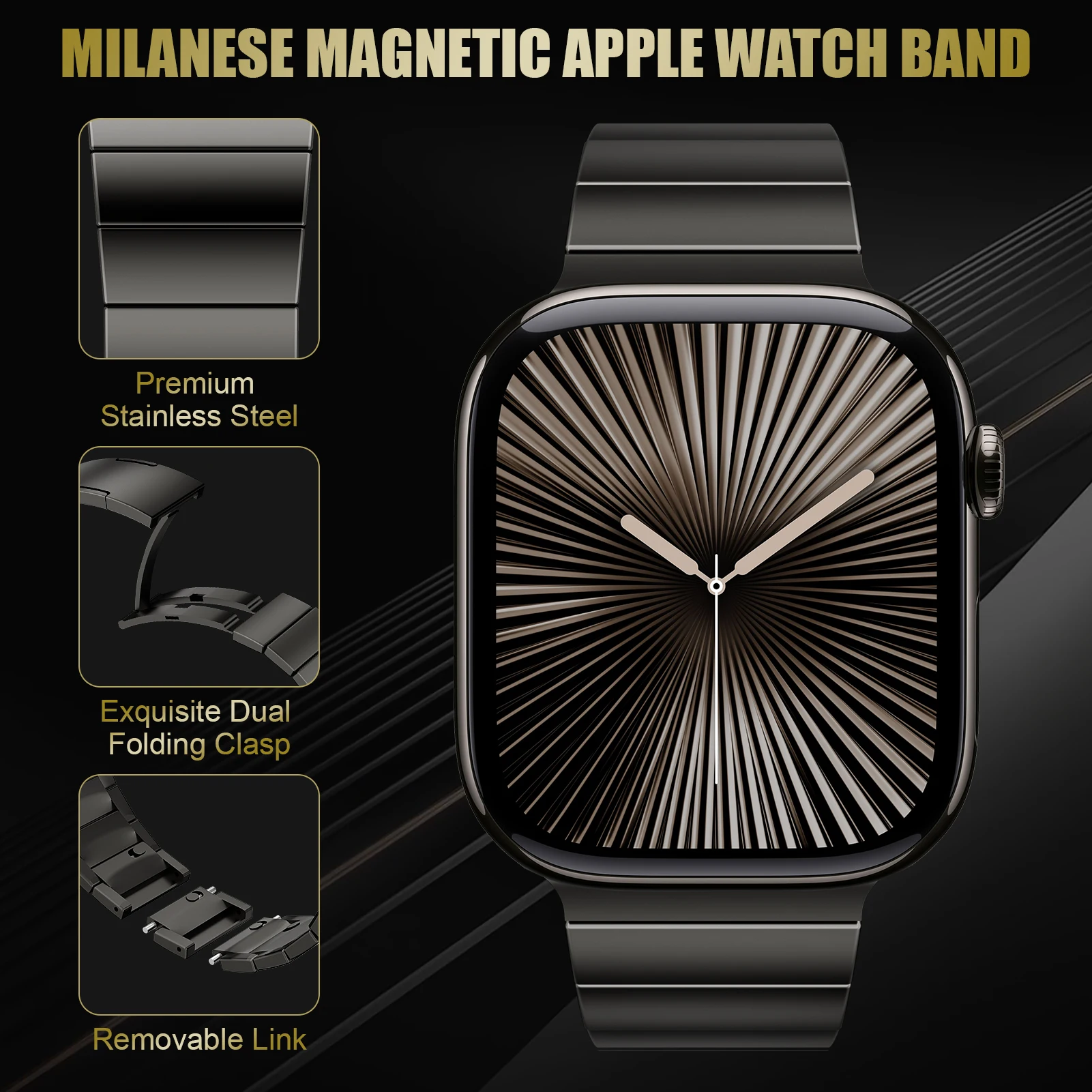 Premium Stainless Steel Watch Band Bracelet Strap - Adjustable and Elegant