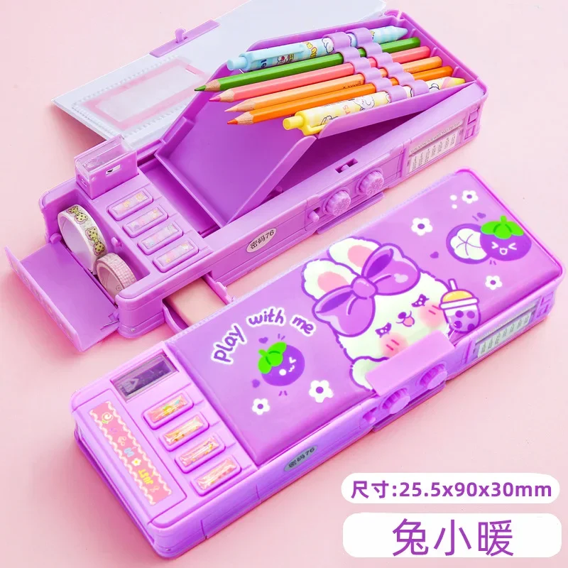 Pencil Cases Stationery Box Transforming Password Lock Automatic Multifunctional Female Pencil Case Children's Stationery Box Primary School Student