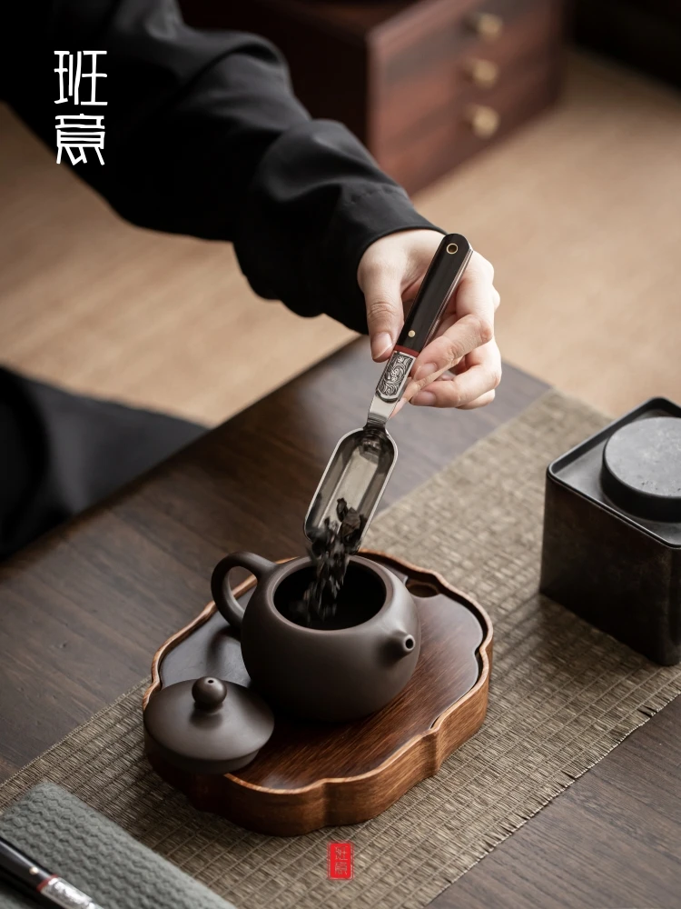 Puer faca de chá cerimônia kung fu cortador de chá chinês sândalo faca de  chá curiosos artesanal de aço inoxidável faca de chá chá verde chá -  AliExpress