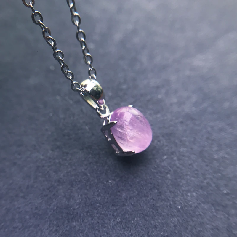 Natural Kunzite Sterling 925 Silver Gemstone Oval 7*9mm Fine Jewelry Necklace for Women Party Birthday Christma Gift Elegant