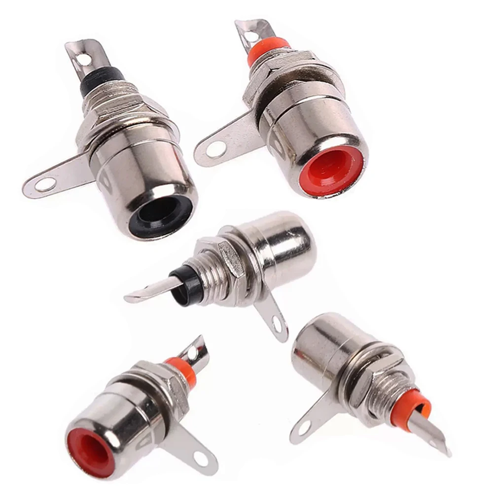 

1/2/5Pcs RCA Phono Chassis Panel Mount Female Socket Connector RCA Audio Female Socket Plug Adapter Nickel Plated
