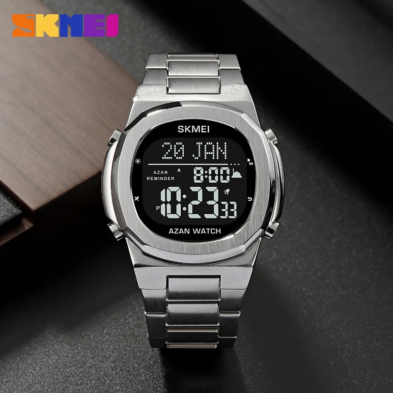 SKMEI 2036 Luxury Digital Wristwatch for Men Waterproof Steel Electronic Mens Watches Countdown Sports Clock 2004 Reloj Hombre