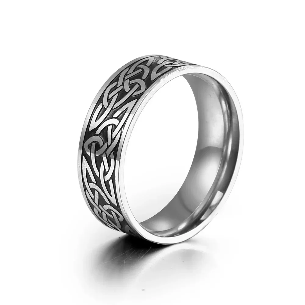 

CHUANGCHENG Nordic Vintage Viking Graphic and Text Personalized Fashion Men's Hip Hop Rings Size 7-12