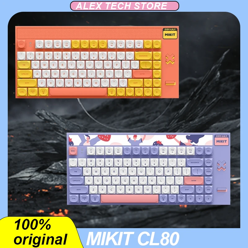 

Mikit Cl80 Mechanical Keyboard Three Mode Usb/2.4g/Bluetooth Rgb 83key Hot-Swap Gaming Keyboard Low Axis Female Office Gifts