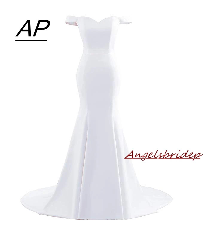

ANGELSBRIDEP, 2 магазина, атласные свадебные платья с юбкой-годе, с коротким рукавом, со шлейфом, платья, официальные платья, индивидуальный пошив