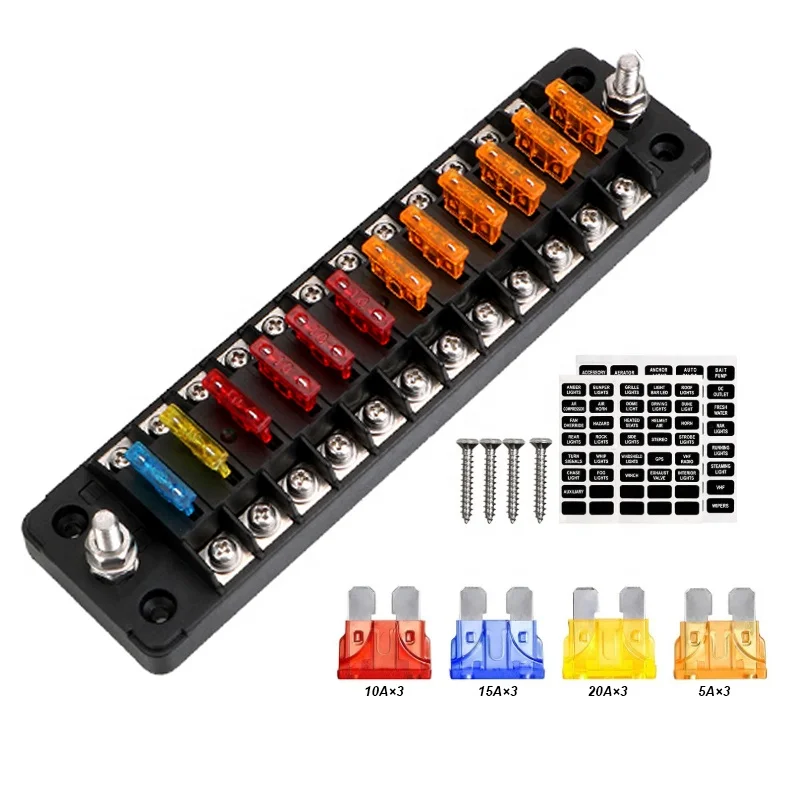 

32V 75A Fuse Box Holder Flame Retardant 6 Ways 12 Ways Blade Fuse Block With Double Fuses Cover For Auto Car Marine Trike