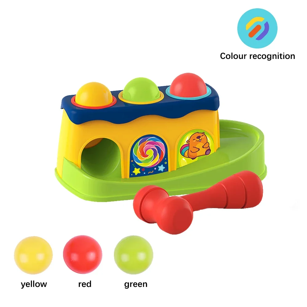 5Pcs/Set Knock Toys with Hammer, Track Rolling Ball Toy for Early Education,Hand-eye Coordination, Concentration Training Toy 2