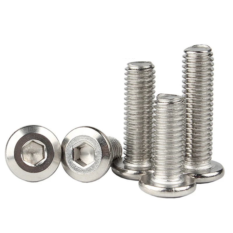 10/ 20/ 50pcs M3 M4 M5 M6 M8 304 Stainless Steel Flat Hex Hexagon Socket Head Allen Furniture Rivet Screw Connector Joint Bolt