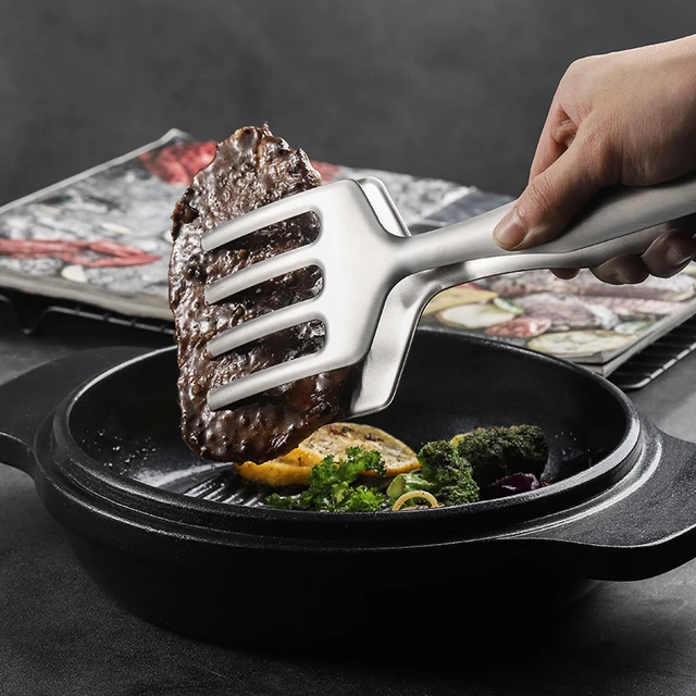 Pince à steak en acier inoxydable 304, spatule à frire, pince à
