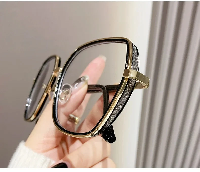 Anti Blue Light Glasses – Oversized Polygonal Frames with Transparent Acrylic Lenses
