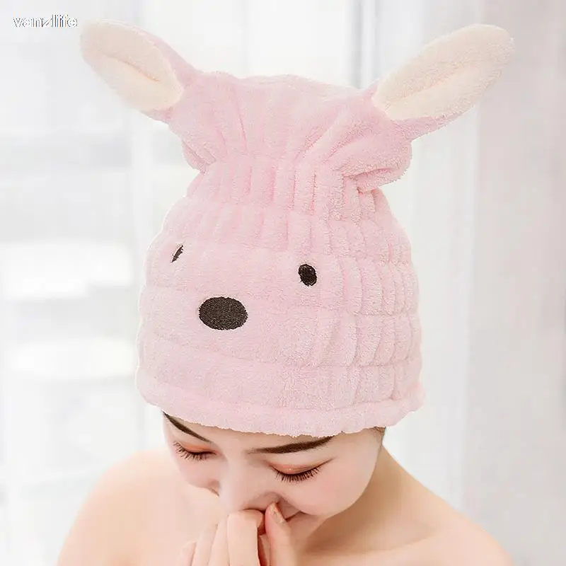vanzlife Cartoon animals rub hair dry towel hair cap quick-drying hooded towel female lovely shower cap thicker super absorbent