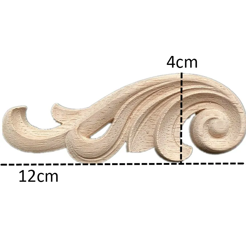 12cm Wood Carved Corner Onlay Unpainted Applique Frame Door Decors Decal Furniture Wall Unpainted Home Cabinet Door Decor Craft